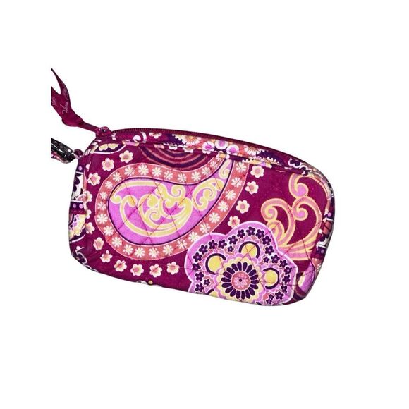 VERA BRADLEY Zip Vera Bradley maroon, cream, orange and pink Quilted Zip Wristle - Picture 4 of 5